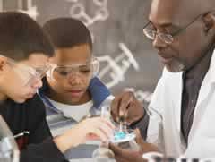 Kids in science class